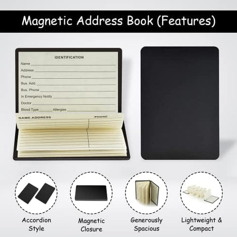 AppleTofu Magnetic Address Book - Wallet Size Address Book - Credit Card Size Address Book - Pocket Address Book for Men, 21 Pages, 9 Lines - Keep Contact Info Handy at All Times - Set of 2