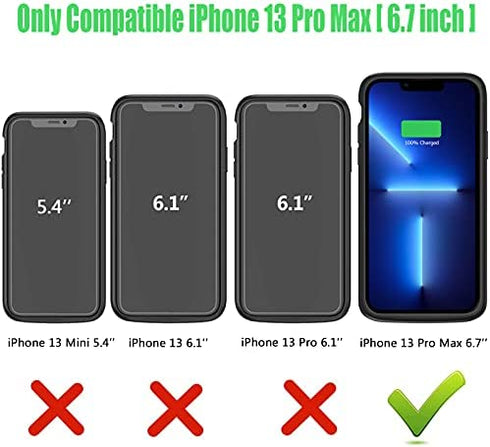 Battery Case for iPhone 13 Pro Max, 8500mAh Slim Portable Rechargeable Battery Pack Charging Case Compatible with iPhone 13 Pro Max (6.7 inch) Extended Battery Charger Case (Black)