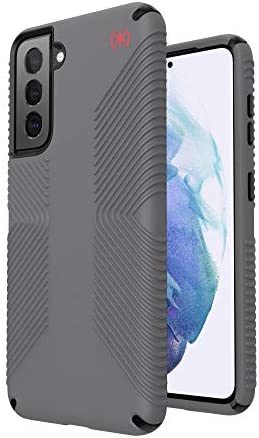 Speck Products Presidio2 Grip Samsung Galaxy S21 5G Case, Graphite Grey/Black/Bold Red