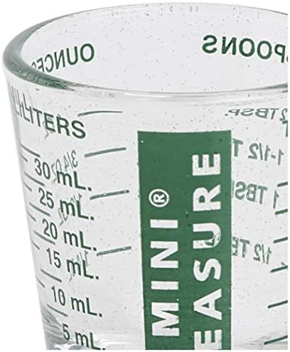Kolder Mini Measure Heavy Glass, 20-Incremental Measurements Multi-Purpose Liquid and Dry Measuring Shot Glass, Green