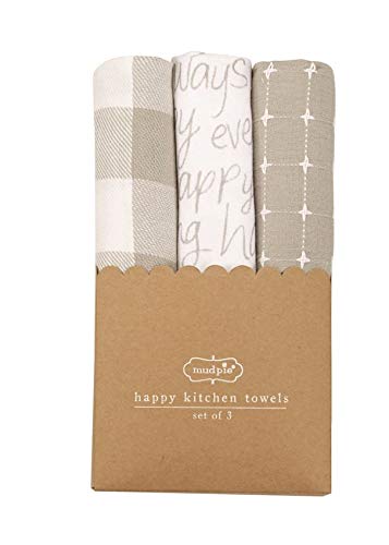 Happy White Dish Towel Set