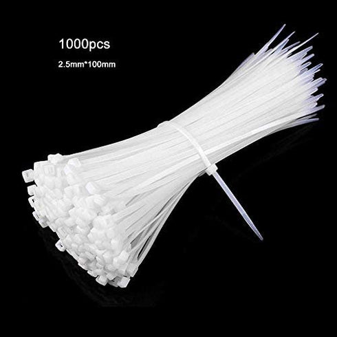 1000 PCS Nylon Cable Ties, Multi-Purpose Zip Ties Self-Locking Small Zip Ties Heavy Duty Zip Ties (4 Inch, White)