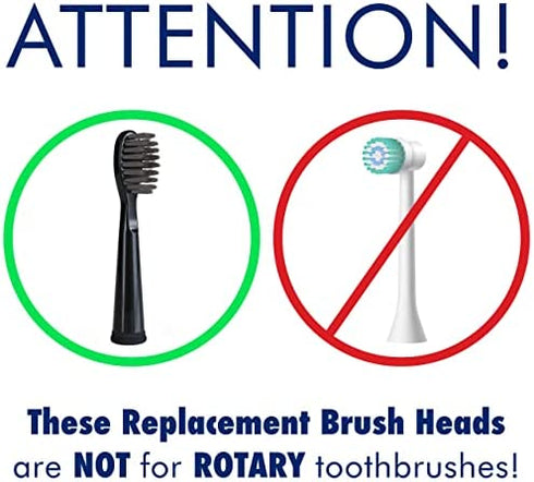 Sonic-FX Replacement Electric Toothbrush Heads Compatible with Fairywill, Sonic-FX and SnapWhite for Adults and Kids | Soft Charcoal/Nylon Bristles Sonic Replacement Toothbrush Heads (Black,Pack of 8)