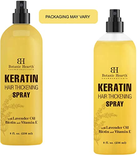 Botanic Hearth Leave-in Keratin Hair Spray - Keratin Spray with Biotin, Vitamin E & Minerals - Thickening Spray for Shine, Volume, Texturizing & Styling - Hair Care Keratin Spray, Made in USA, 8 fl oz