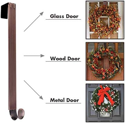 LBSUN Wreath Hanger, Adjustable Over The Door Wreath Hanger Wreath Holder Wreath Hook for Door Christmas (Bronze,20 lbs)
