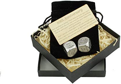 TIN Date Night Dice 10th Anniversary 100% Pure Tin - Create a Unique 10th Anniversary Date Night