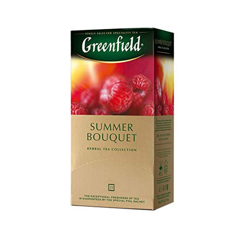 Greenfield Summer Bouquet Herbal Tea Fruit & Herbal Collection 25 Teabags The Execptional Freshness Of Tea Is Guranteed By The Special Foil Sachet