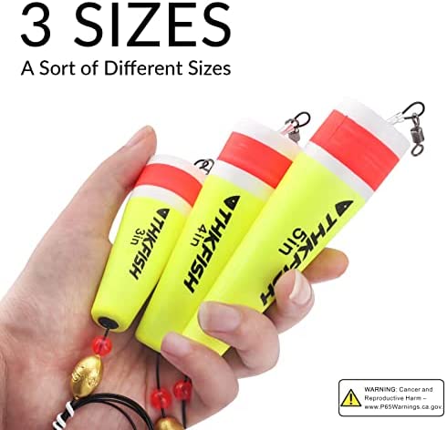 THKFISH Fishing Bobbers Fishing Floats Weighted Bobbers for Fishing Popping Cork Float Rig Rattle Popping Cork Weighted Popping Floats Saltwater Fishing Tackle 4PCS