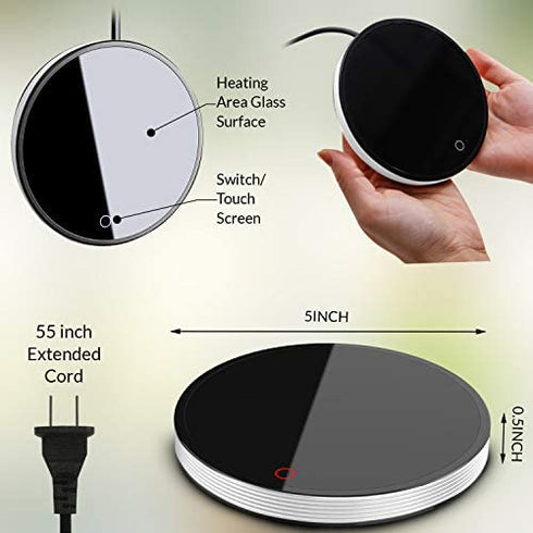 Coffee Mug Warmer Candle Warmer Plate - Mug Warmer for Desk - 2-Setting Coffee Cup Warmer for Coffee, Tea - Safe, Easy-to-Use Coffee Warmer for Desk