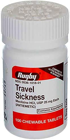 Rugby Travel Sickness Chewables 25 mg Per Bottle, 100 Count