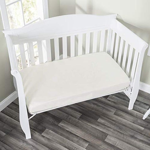 Everyday Kids 2-Pack Fitted Crib Sheets, 100% Soft Breathable Microfiber Baby Sheet, Fits Standard Size Crib Mattress 28in x 52in, White Nursery Sheet and Beige Nursery Sheet