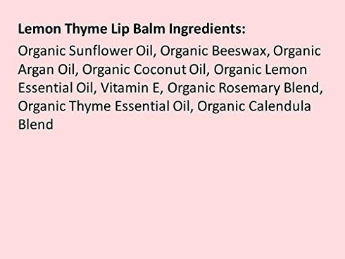 Moroccan Magic Organic Lemon Thyme Lip Balm 3 Pack | Made with Natural Cold Pressed Argan and Essential Oils Lip Balm | Smooth Application | Non-Toxic, Cruelty Free