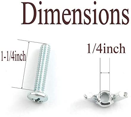 RuiLing 10 Sets Screw Bolts with Wing Nut Kit Zinc Plated Carbon Steel Mounting Hardware Fitting Fastenings- 10pcs 1/4"-20 Hand Tighten Wing Nuts + 10pcs 1/4"-20 x 1-1/4" Phillips Head Screw Bolt