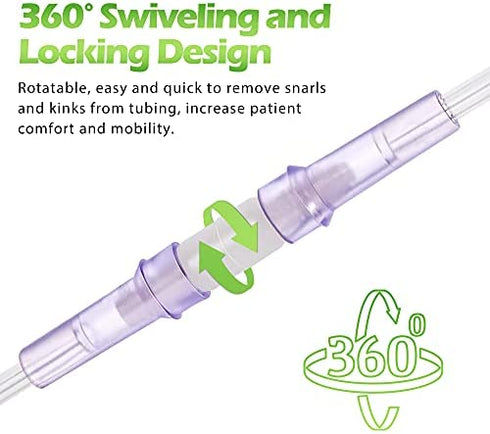 Oxygen Tubing Swivel Connector - 10 PCS Cannula Connectors, Avoid Tube Tangles (Male to Male)