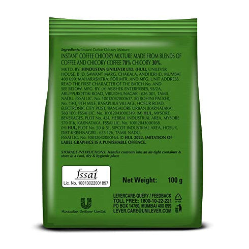 Bru Instant coffee, 100 grams pack, 3.5 oz, India - instant coffee-chicory mixture made from blends of coffee and chicory - Vegetarian