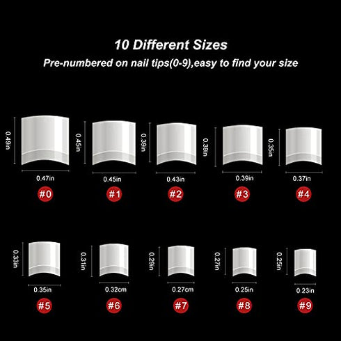 Short Nail Tips - TOEDO 1000PCS French Short Style Nail Tip Natural Acrylic Nail Tips 10 Sizes False Nails for Nail Art Salon