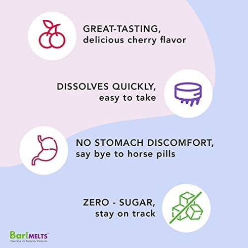 BariMelts Probiotic, Dissolvable Bariatric Vitamins, Natural Cherry Flavor, 60 Fast Melting Tablets