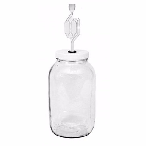 One gal Wide Mouth Jar with Lid and Twin Bubble Airlock, Clear