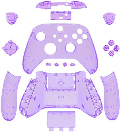 eXtremeRate Clear Atomic Purple Controller Full Set Housing Shell Case w/Buttons for Xbox Series X/S, Custom Replacement Side Rails Front Back Plate Cover for Xbox Series S & Xbox Series X Controller