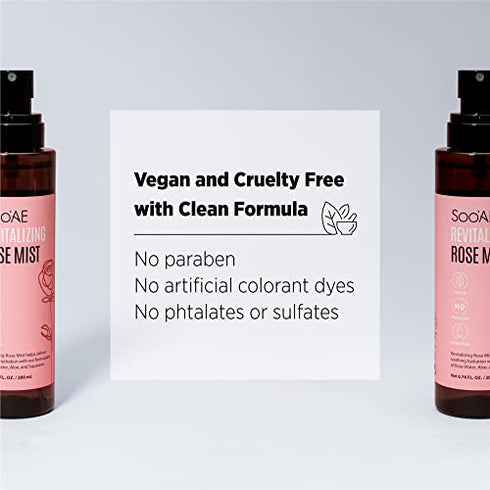 Soo'AE Revitalizing Rose Mist, Hydrating face Mist Spray with Rose Water Net 6.76 fl. Oz. / 200 ml, 1 Count - Alcohol Free Toner Facial Mist