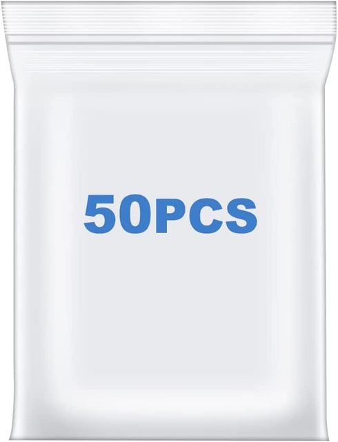 Somoga 50 PCS 11" x 15" Large Thick 2.4 Mil Clear Zip Poly Bags Plastic Reclosable Zip Seal Lock Bags Clothing Shoes Toys Prints Zipper Bag