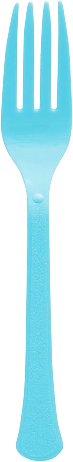Amscan 8017.54 Premium Carribean Blue Plastic Forks, 50ct