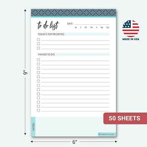 To Do List Notepad by ScribeTime Goods - Things To Do Notepad - Daily To Do List Planner - To Do Planner - Daily Planner Notepad - Made in the USA - Checklist Notepad - Task Pad - 6" x 9", 50 pages