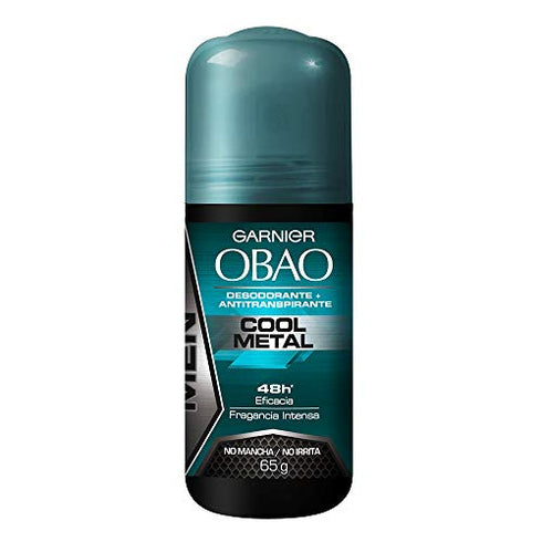 (Pack of 4) Garnier OBAO for Men, 48 Hour Roll on Deodorant & Antiperspirant, Cool Metal Scent, 65 g each by Garnier OBOA