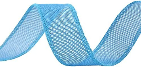 Midi Ribbon Sky Blue Wired Ribbon 1.5 Inch Wired Edge Blue Burlap Roll Blue Ribbon Nautical Blue Ribbon for Summer Crafts, Wreath, Gift Wrapping, Garland, Bows Making, Swag, Home Decor (10 Yards)