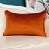Yangest Burnt Orange Striped Patchwork Velvet Lumbar Throw Pillow Cover Gold Leather Cushion Case Modern Zippered Oblong Pillowcase for Sofa Couch Bedroom Living Room Home Decoration, 12x20 Inch