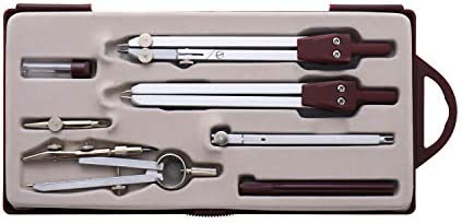 Compass for Geometry Drafting Tools 16 pcs Geometry Set Metal Rulers and Compasses for Architecture and Students Geometry Set for School Protractor and Compass Ruler Set and Geometry Compass W.8.5oz