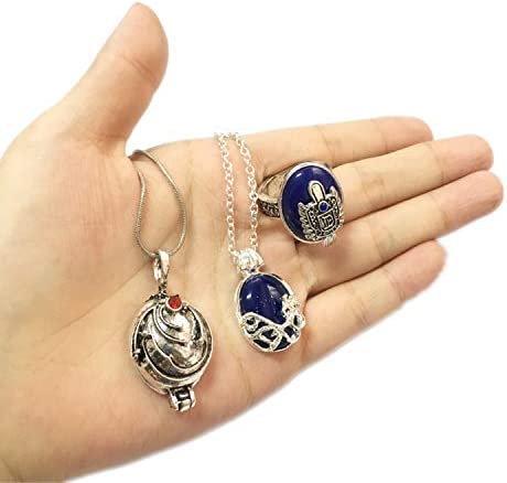PPX Daywalking Katherine Necklace Pendant Charm Necklace-Royal Blue and Vampire Diaries Daylight Walking Signet Damon's Ring for Fans, with Transparent Box
