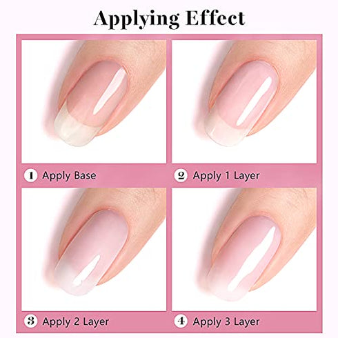 RARJSM Milky Pink Gel Nail Polish LED UV Gel Soak Off Transparent Nude Pink Nail Gel Polish Varnish Nail Art Color 15ML Single Bottle for DIY Home French Manicure