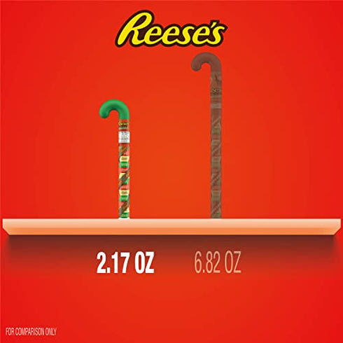 REESE'S Miniatures Milk Chocolate Peanut Butter Cups Candy, Christmas, 2.17 oz Filled Candy Cane