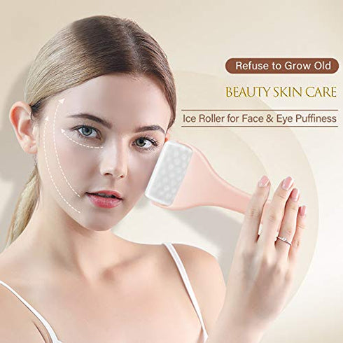 Upgraded Ice Roller for Face & Eye Puffiness, ITME Large Cool Facial Ice Rollers for Women Face Massager, Tighten Pores, Headaches Migraine Relief, Minor Injury, Reduce Wrinkle Skin Care (Pink)