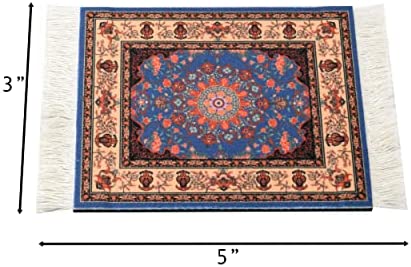 Wovenrugs Set of 4 Rug Table Coasters – Persian Design Fabric Carpet Drink Mats (Mix-4-5-7-8)