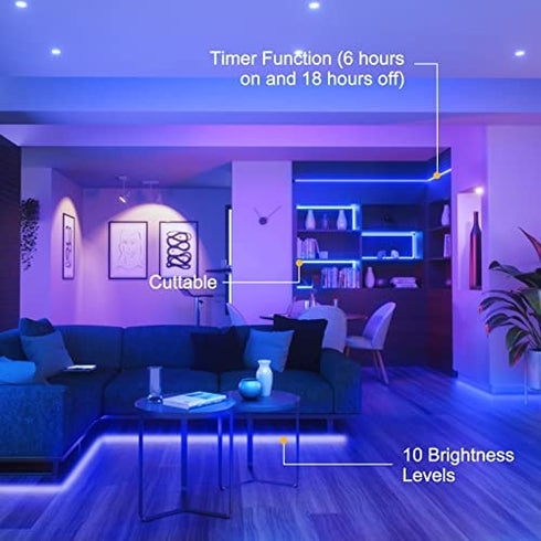 echosari Blue Led Strip Lights Waterproof Battery Operated with Remote, 8 Modes, Dimmable, Timer, Self-Adhesive, Cuttable, 3M 90Led Battery Strip Led Light for Indoor Outdoor Decor