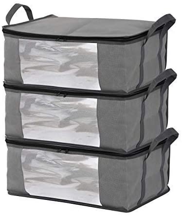 Storage Bins Storage Bags Sweater Storage Closet Organizer,Clothes Storage Containers, Closet Organizers and Storage, Large Clear Window & Carry Handles, Great for Clothes, Blankets, Closets