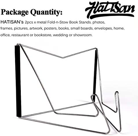 2Pcs Fold-n-Stow Book Stands, Metal Bookstand Music Book Easel Display Holder, Portable Reading Stand Book Holder, Book Bookrest for Hardcover Textbook I pad Cookbook Recipe