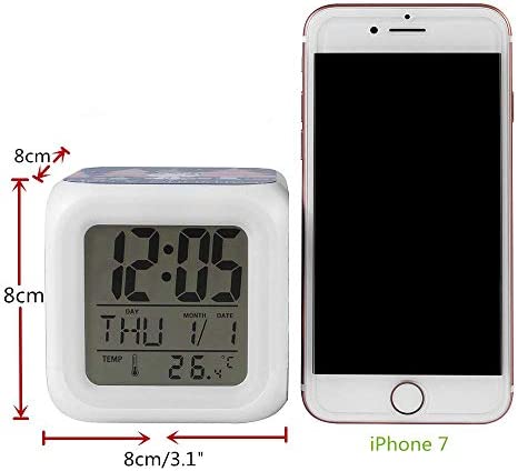ASLNSONG Super Mario Bros Color Change Digital Alarm Clock 7 Colors Change Digital Alarm Clock with Time, Temperature, Alarm, Date (A)