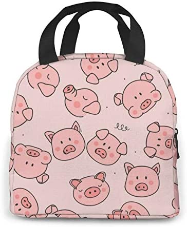 Cute Pigs Lunch Bag for Women Insulated Lunch Box with Front Pocket for Work Reusable Cooler Tote Bag for Office School Picnic Hiking Beach