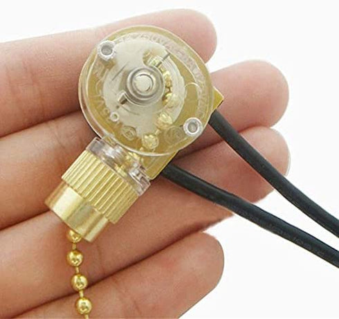 DAYONE Pull Chain Switch Zing Ear ZE-109 Ceiling Fan Switch Ceiling Fan Light Lamp Replacement 2 Pack Brass