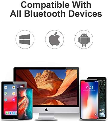 Bluetooth Headset for Cell Phones, V5.0 Wireless Bluetooth Earpiece for iPhone, Android, Samsung, Waterproof 16 Hrs Talking Hands Free Earphone with Noise Cancelling Mic for Outdoor/Business (Silver)