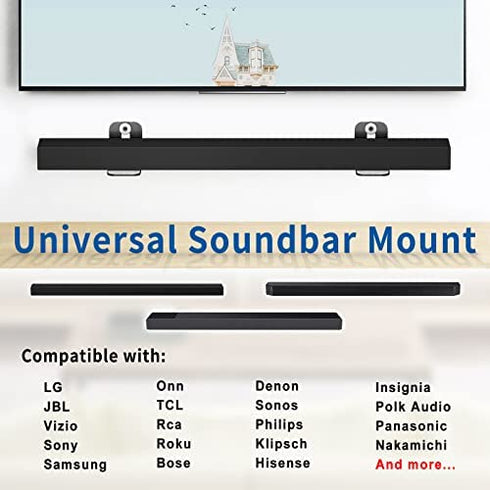 Sound Bar Mounts Universal Soundbar Wall Mount Bracket Kit for Most of Soundbars Corner Wall Mount Shelf Mounting Brackets, Black