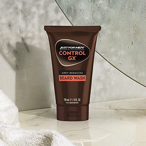 Just For Men Control GX Grey Reducing Beard Wash Shampoo, Gradually Colors Mustache and Beard, Leaves Facial Hair Softer and Fuller, 4 Fl Oz - Pack of 1