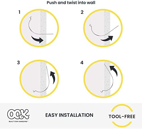 OOK 591821 Monkey Hook, Picture Hanger, Mirror Hanging for Drywall, Hangs up to 35 Pounds, Steel (10 Piece) , White