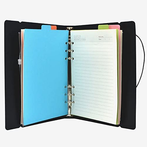 FREUDE A5 6-Holes Round Ring View Binders Black Plastic Cover, Refillable Notebook Journal Binder File Folder, Loose Leaf Sheet Protectors/DIY Scrapbooking/Binder Cover Protector