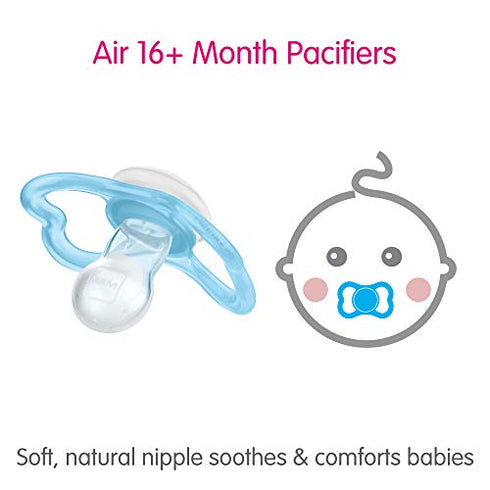 MAM Air Day & Night Baby Pacifier, for Sensitive Skin, Glows in The Dark, 3 Pack, 16+ Months, Girl,3 Count (Pack of 1)