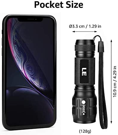 LE LED Flashlights LE1000 High Lumens, Bright Small Flashlight, Zoomable, Waterproof, Adjustable Brightness Flash Light for Outdoor, Emergency, Camping Accessories, AAA Batteries Included, 2 Packs