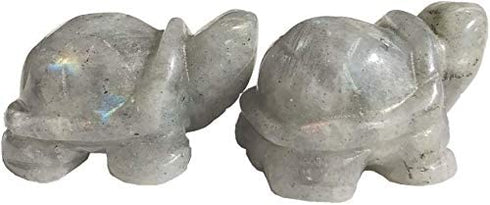 Gemgogo 2 Pcs White Moonstone Crystals and Healing Stones Tortoise, 1.5 Inches Reiki Pocket Gemstone Figurines Room Decor Gemstone